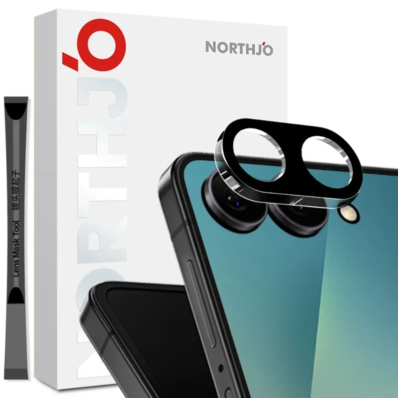 NORTHJO For Samsung Galaxy Z Flip7 5G Camera Lens Protector Black Silk Printing 3D Clear Tempered Glass Lens Film