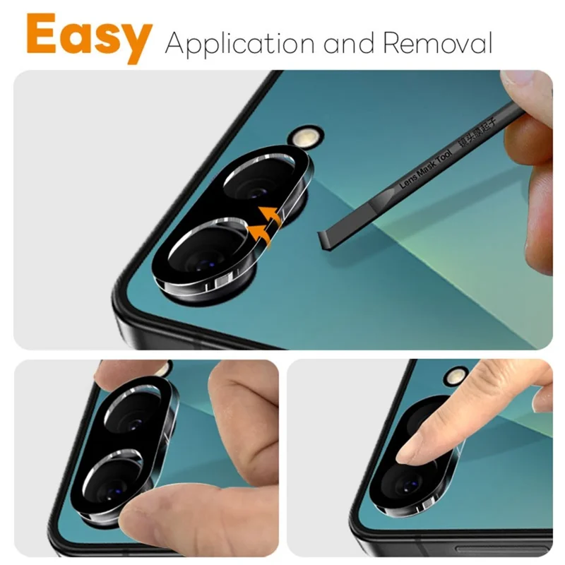NORTHJO For Samsung Galaxy Z Flip7 5G Camera Lens Protector Black Silk Printing 3D Clear Tempered Glass Lens Film