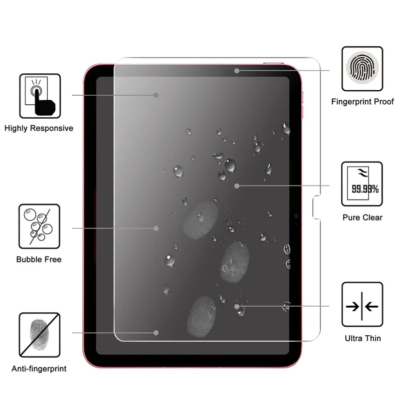 For iPad (2025) / 10.9 (2022) Tempered Glass Screen Protector 2.5D Straight Edge Anti-Explosion Ultra Clear Full Coverage Film