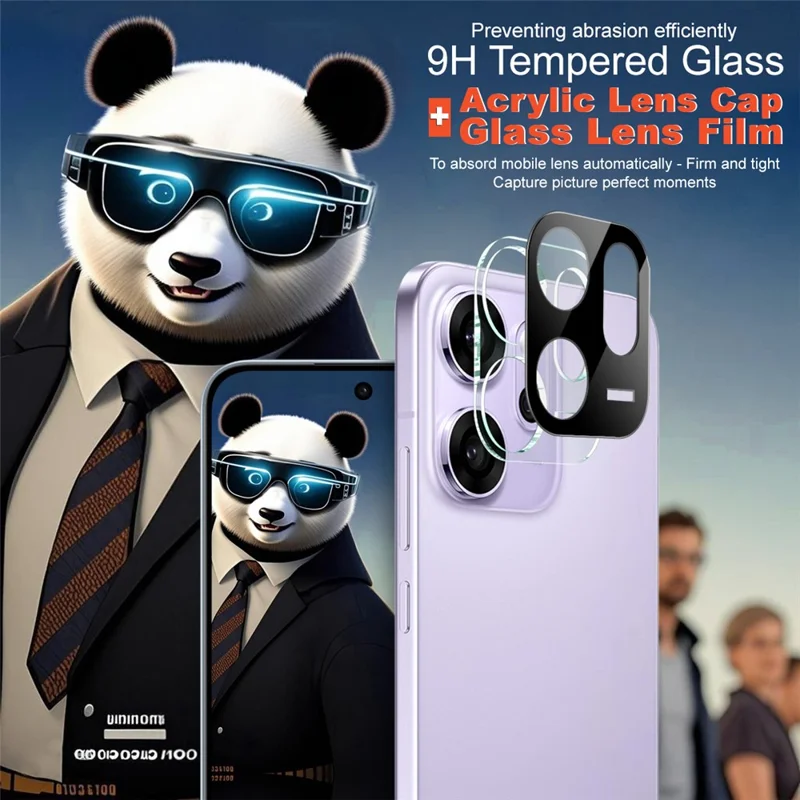 IMAK For Oppo Reno14 F 5G Tempered Glass Lens Film + Acrylic Cap (Black Version)