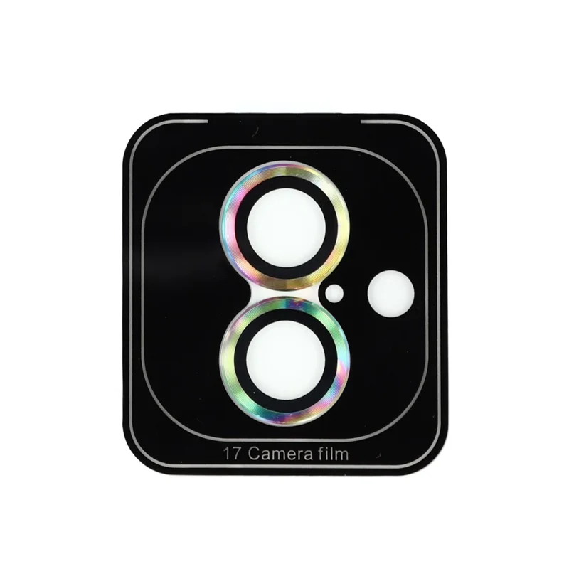 For iPhone 17 Camera Lens Protector CD Veins Metal Ring Tempered Glass Film - Colorful