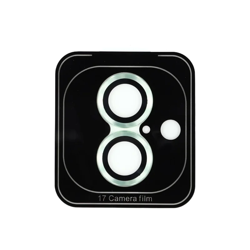 For iPhone 17 Camera Lens Protector CD Veins Metal Ring Tempered Glass Film - Light Green