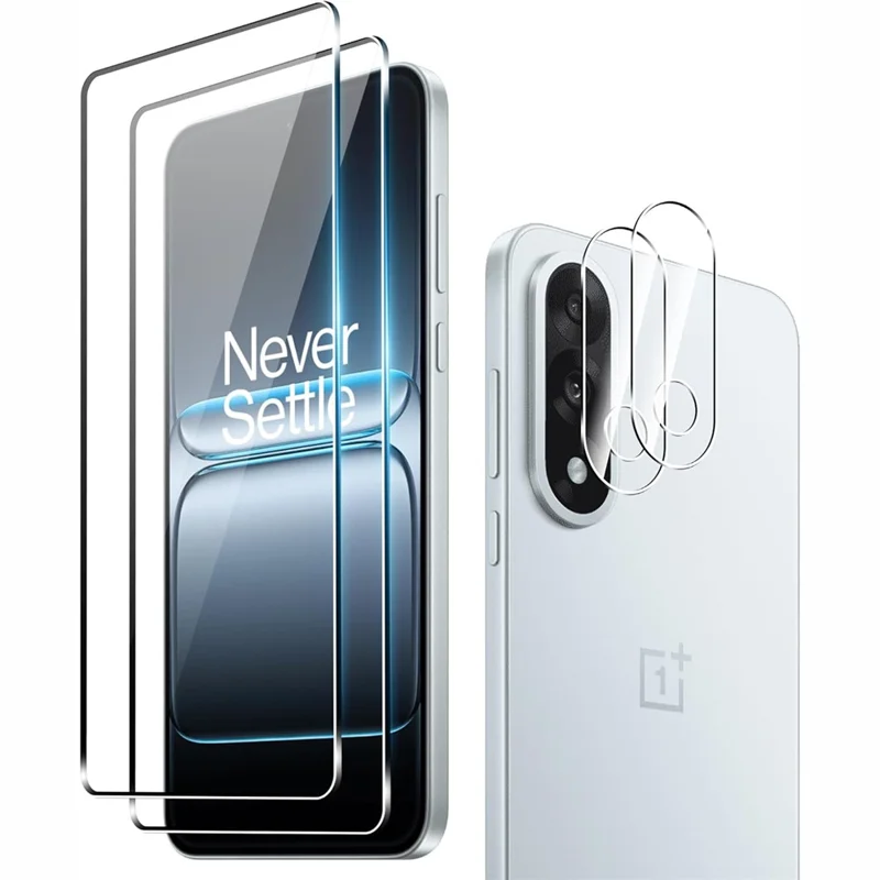 2 Unidades Protector de Pantalla para OnePlus Nord 5 5G Cristal Templado Borde Curvado 2.5D Alta Claridad con Película Protectora de Lente de Cámara