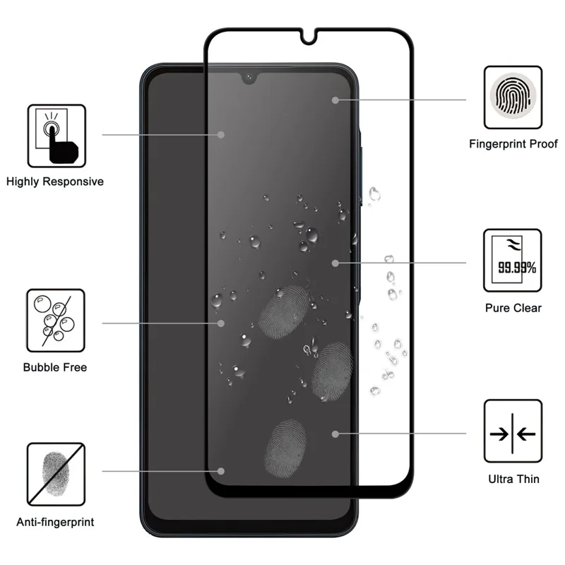 For Samsung Galaxy A07 4G AGC Glass Screen Protector Full Glue Black Edge Screen Film
