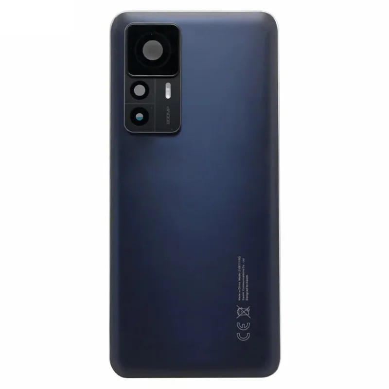 For Xiaomi 12T Pro 5G Back Battery Housing Cover with Camera Ring Lens Cover Spare Part (Without Logo) - Black