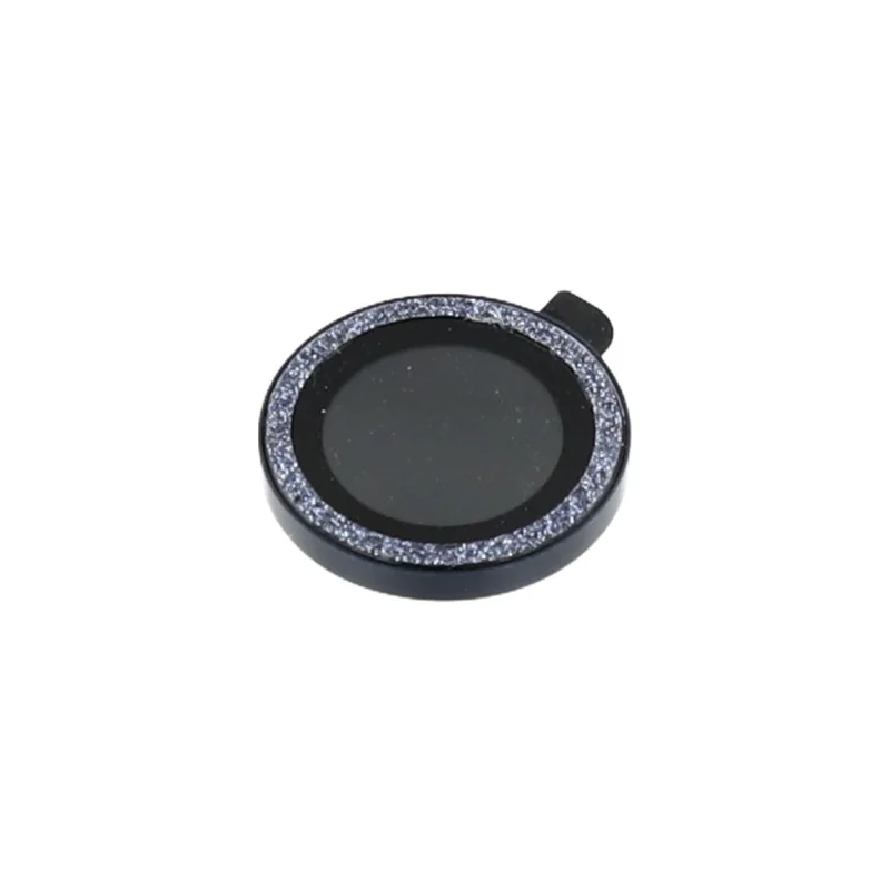 For iPhone 17 Pro Max / 17 Pro Camera Lens Protector Set Bling Glitter Metal Ring Tempered Glass Lens Film - Dark Blue