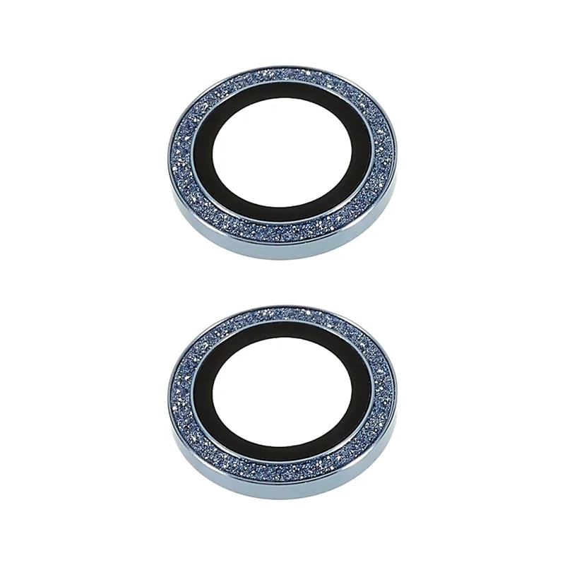 For iPhone 17 Camera Lens Protector Set Bling Glitter Metal Ring Tempered Glass Lens Film - Baby Blue