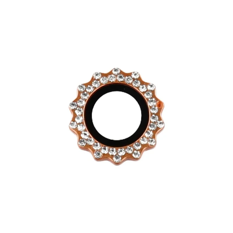 1 Conjunto de Protetor de Lente de Câmera em Vidro Temperado com Formato de Engrenagem para iPhone 17 Pro Max / 17 Pro - Decoração com Strass - Laranja