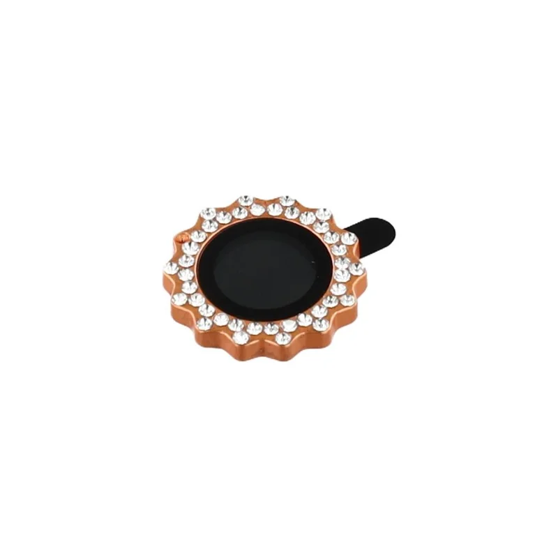 1 Conjunto de Protetor de Lente de Câmera em Vidro Temperado com Formato de Engrenagem para iPhone 17 Pro Max / 17 Pro - Decoração com Strass - Laranja