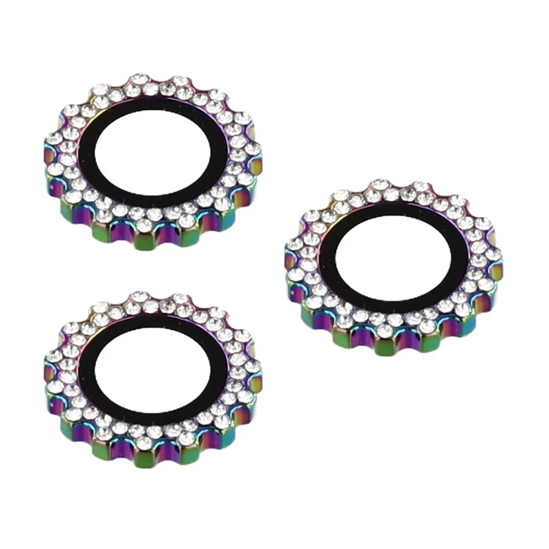 1Set For iPhone 17 Pro Max / 17 Pro Camera Lens Protector Gear Shape Tempered Glass Lens Film Rhinestone Decor - Colorful