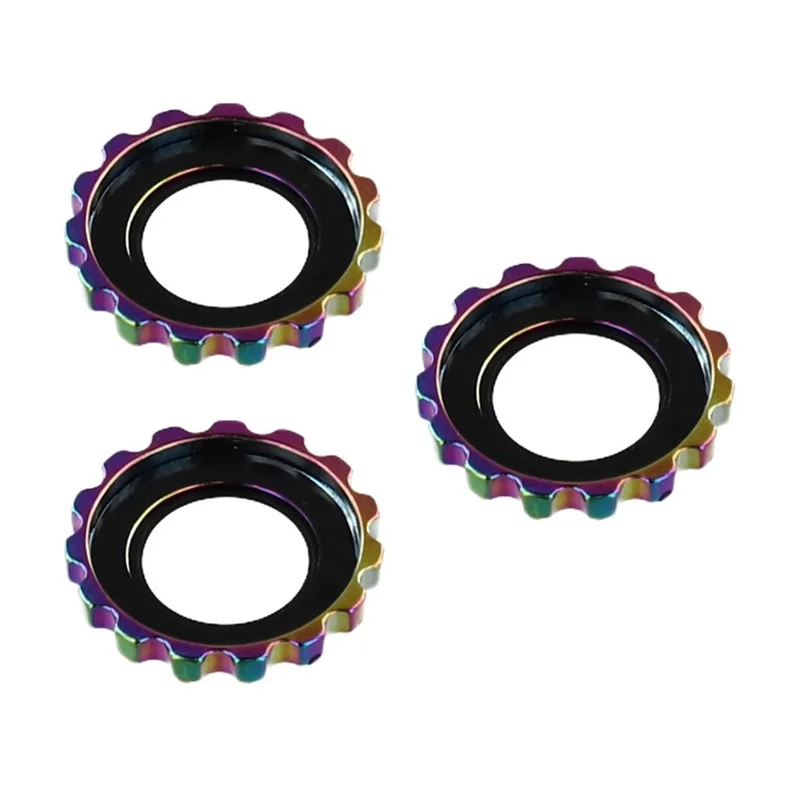 1Set For iPhone 17 Pro Max / 17 Pro Camera Lens Protector Gear Shape Tempered Glass Lens Film Rhinestone Decor - Colorful