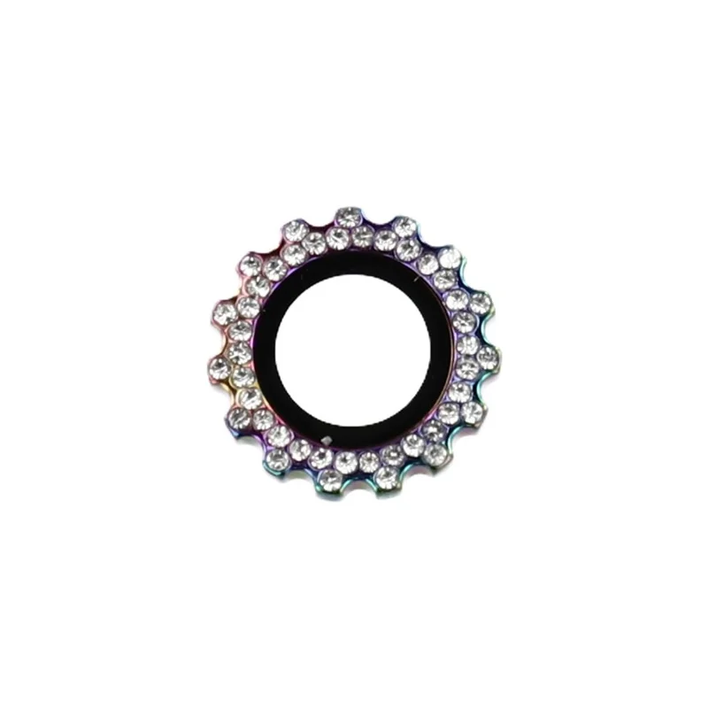 1Set For iPhone 17 Pro Max / 17 Pro Camera Lens Protector Gear Shape Tempered Glass Lens Film Rhinestone Decor - Colorful