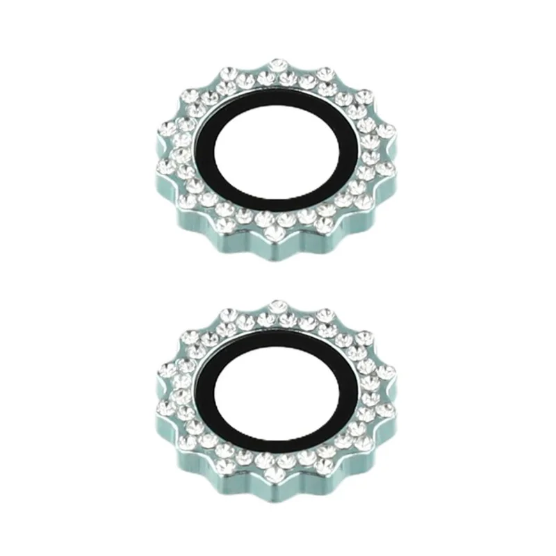 1Juego de Protector de Lente de Cámara de Cristal Templado con Forma de Engranaje para iPhone 17 con Decoración de Strass - Verde