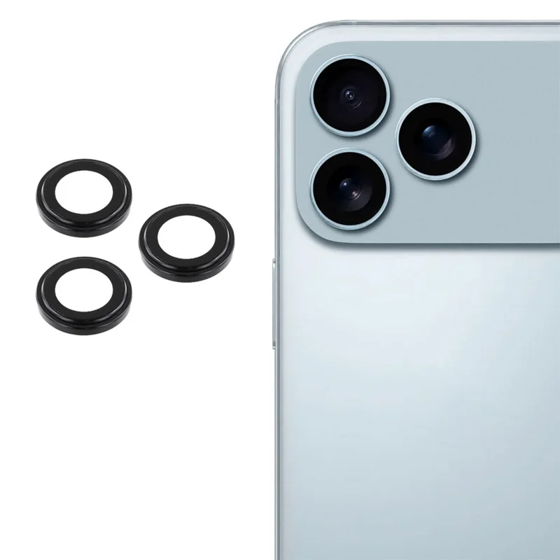 For iPhone 17 Pro Max / 17 Pro Camera Lens Protector Precise Positioning Individual Lens Film Set - Black