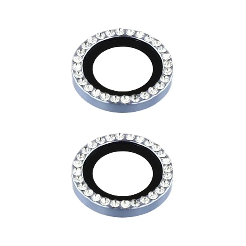 For iPhone 17 Camera Lens Protector Rhinestone Metal Frame + Tempered Glass Rear Lens Film - Silver