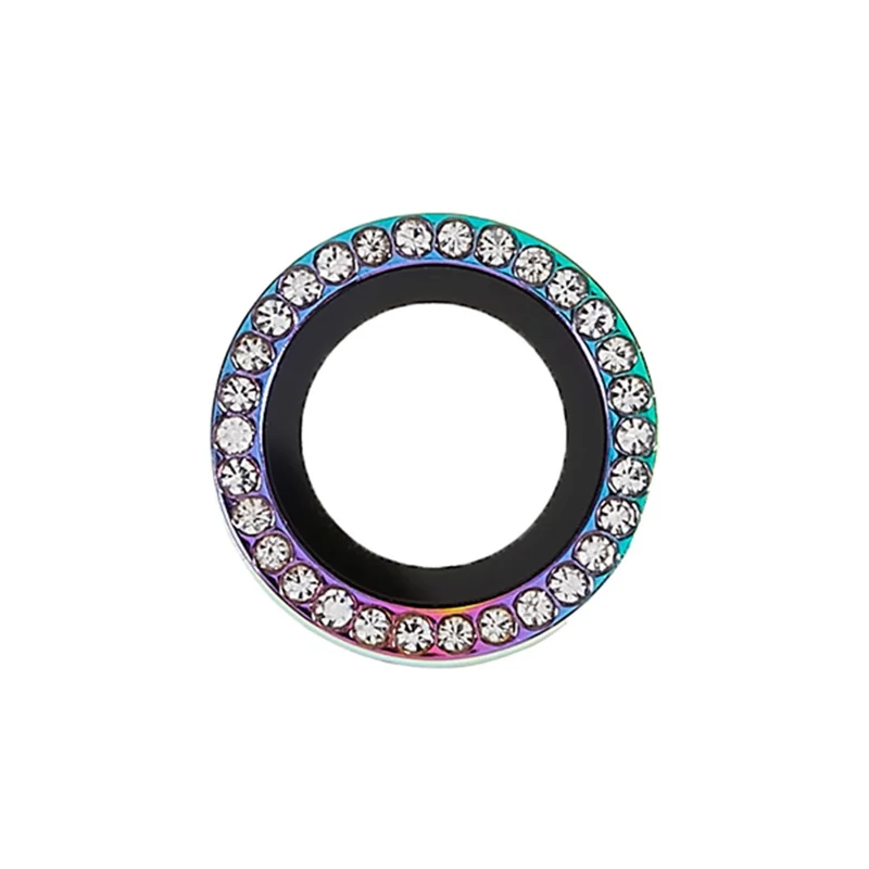 For iPhone Air Camera Lens Protector Rhinestone Metal Frame + Tempered Glass Rear Lens Film - Colorful