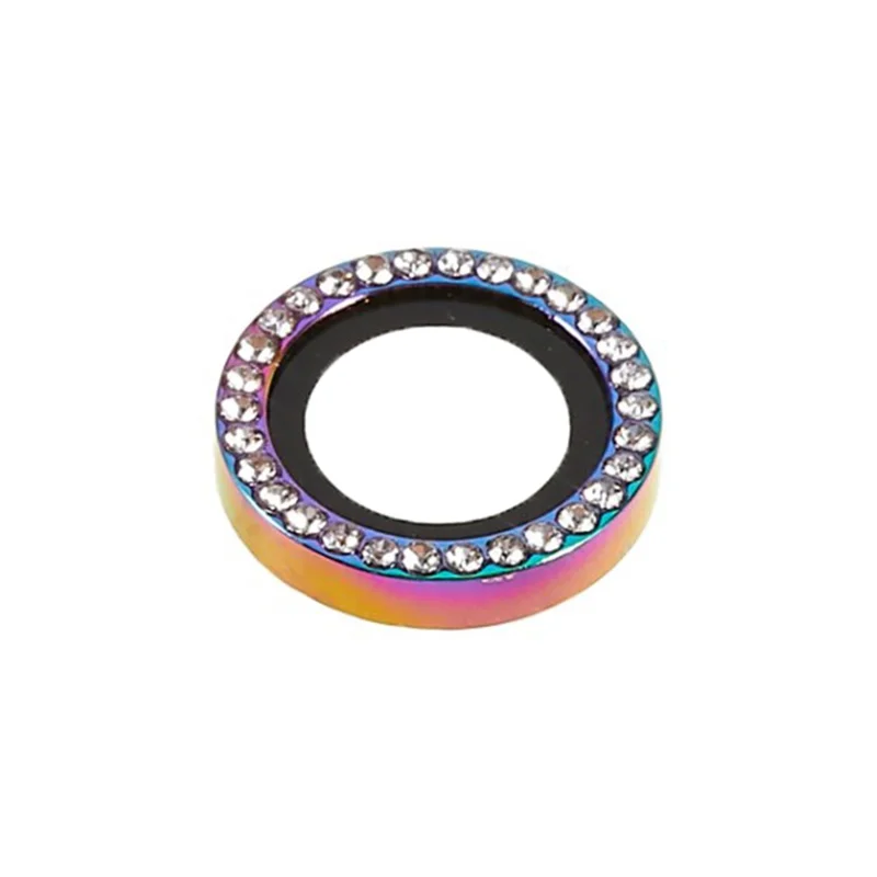 For iPhone Air Camera Lens Protector Rhinestone Metal Frame + Tempered Glass Rear Lens Film - Colorful