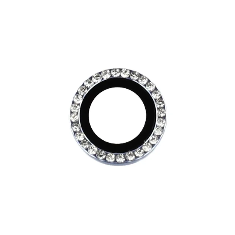 For iPhone Air Camera Lens Protector Rhinestone Metal Frame + Tempered Glass Rear Lens Film - Silver