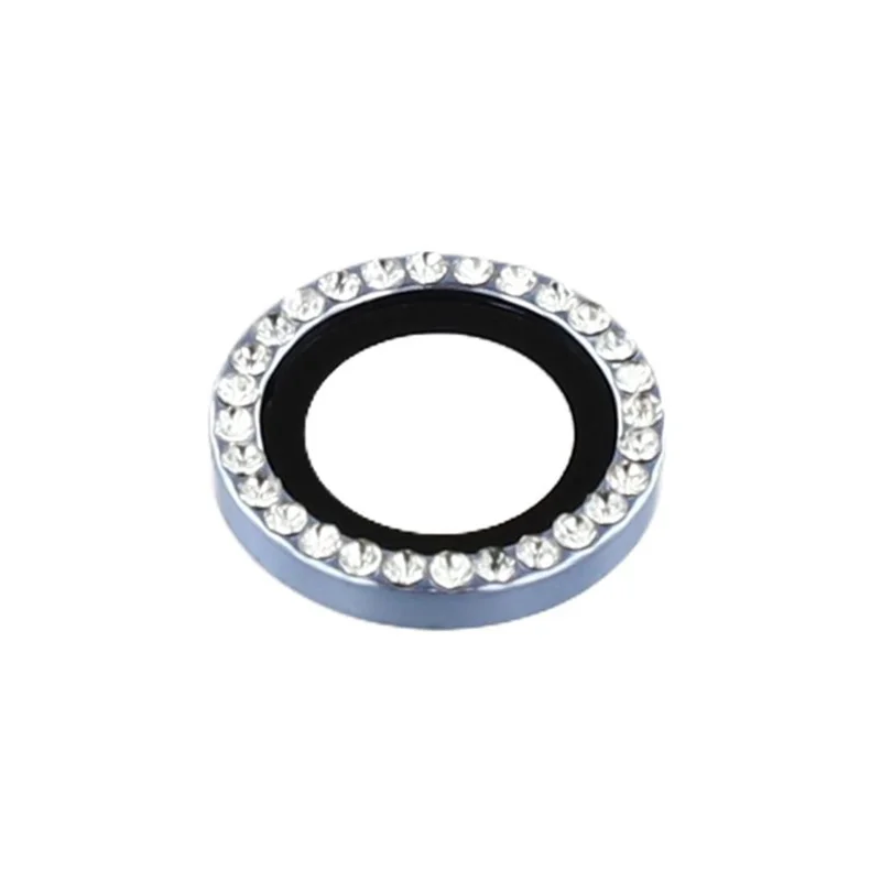 For iPhone Air Camera Lens Protector Rhinestone Metal Frame + Tempered Glass Rear Lens Film - Silver