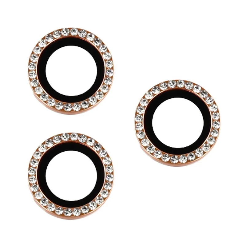 Per iPhone 17 Pro Max / 17 Pro Protezione Lenti della Fotocamera Cornice in Metallo con Strass + Pellicola Protettiva in Vetro Temperato per Obiettivo Posteriore - Oro