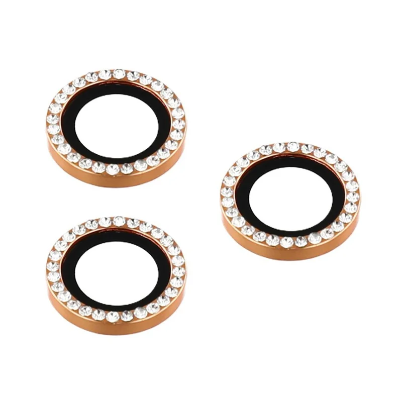 Per iPhone 17 Pro Max / 17 Pro Protezione Lenti della Fotocamera Cornice in Metallo con Strass + Pellicola Protettiva in Vetro Temperato per Obiettivo Posteriore - Oro