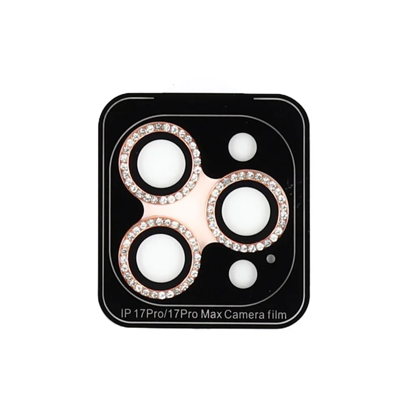 Per iPhone 17 Pro Max / 17 Pro Protezione Lenti della Fotocamera Cornice in Metallo con Strass + Pellicola Protettiva in Vetro Temperato per Obiettivo Posteriore - Oro