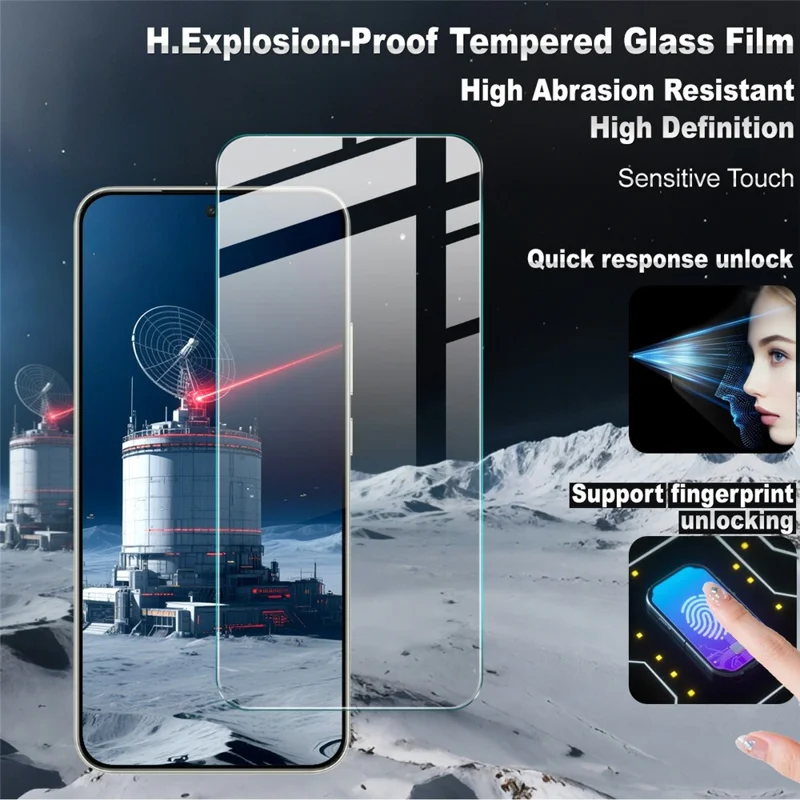 Защитное стекло IMAK H Series для Honor X70 5G, прозрачное HD (совместимо с разблокировкой отпечатком пальца)