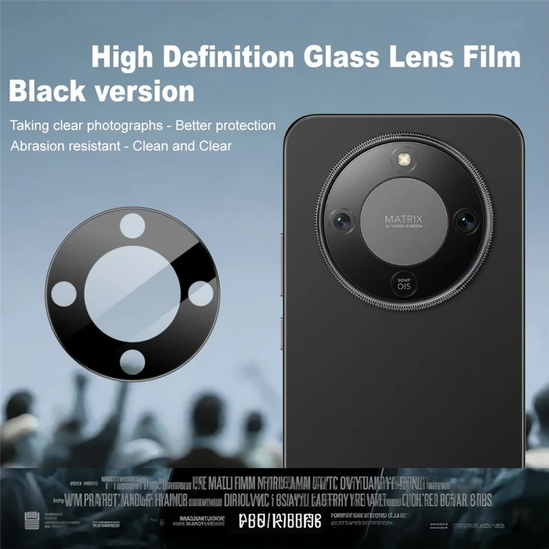IMAK For Honor Magic8 Lite 5G / X9d 5G / X70 5G Camera Lens Protector Tempered Glass HD Clear Lens Film (Black Version)