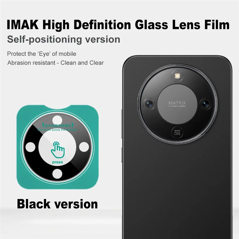 IMAK For Honor X70 5G Tempered Glass Camera Lens Protector with Self Positioning Frame (Black Version)
