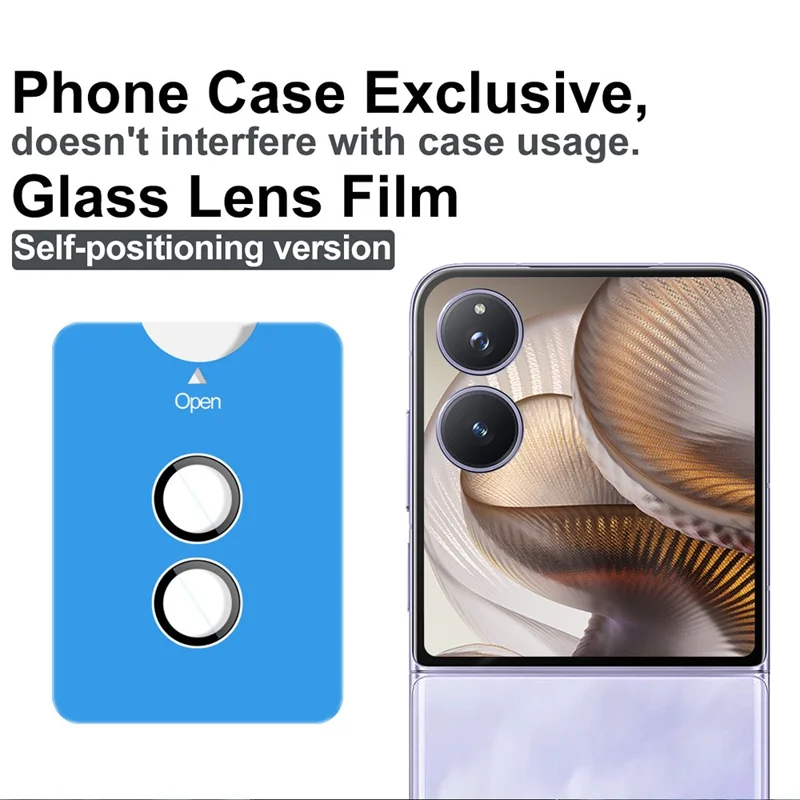 IMAK For Xiaomi Mix Flip 2 Tempered Glass Camera Lens Protector with Self Positioning Frame (Scaled Down Version)