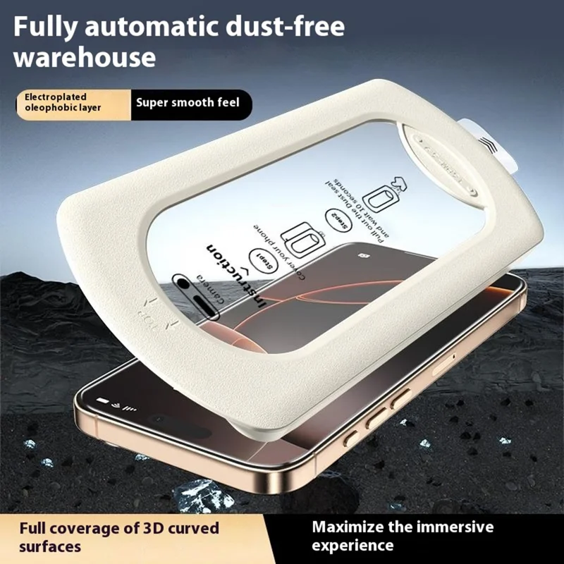 For iPhone 16 Pro Max Tempered Glass Film with Dust-Free Auto Applicator HD Full Coverage Screen Protector