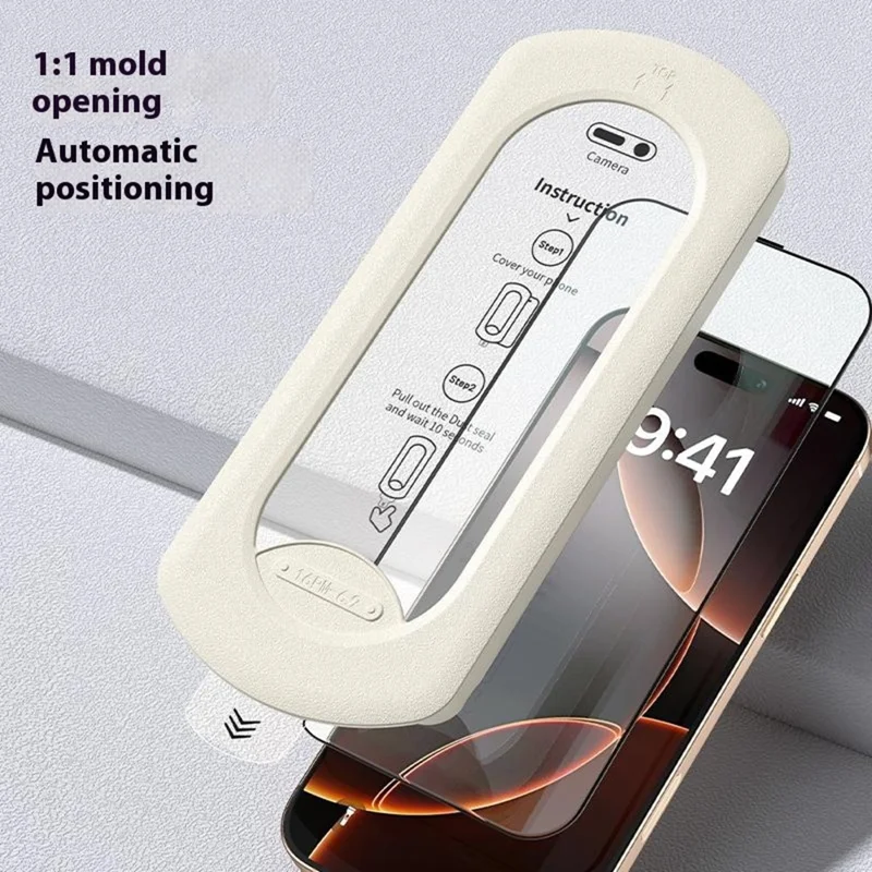 For iPhone 16 Pro Tempered Glass Film with Dust-Free Auto Applicator HD Full Coverage Screen Protector