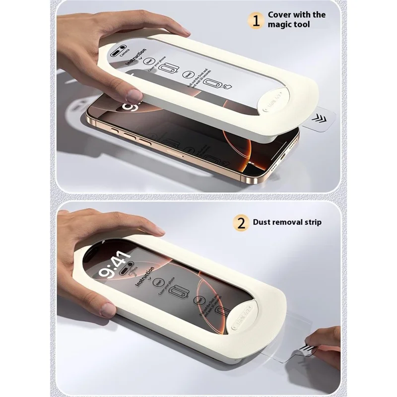 For iPhone 16 Pro Tempered Glass Film with Dust-Free Auto Applicator HD Full Coverage Screen Protector