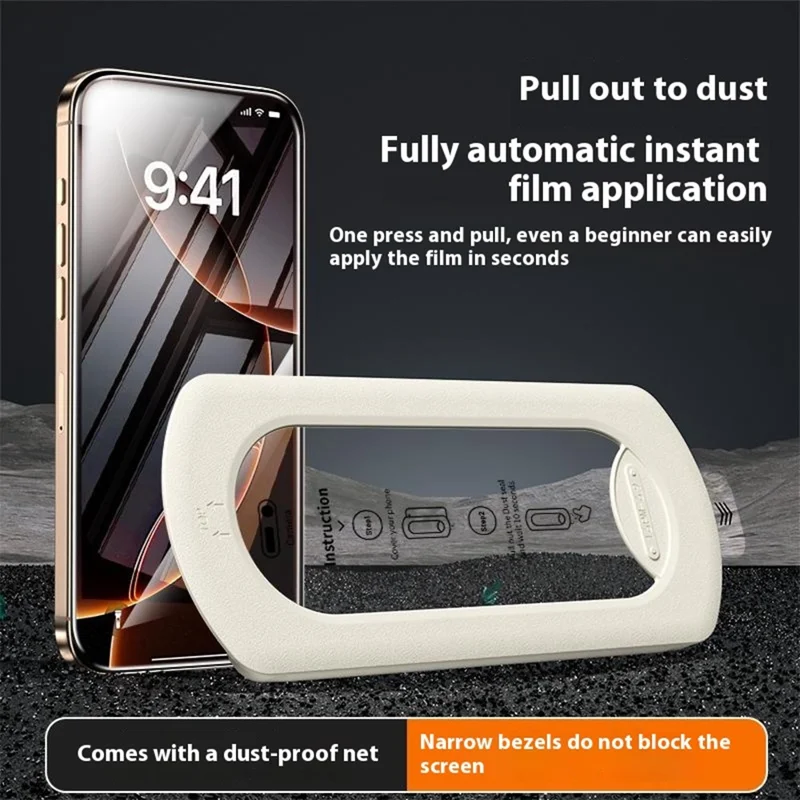 For iPhone 16 Pro Tempered Glass Film with Dust-Free Auto Applicator HD Full Coverage Screen Protector