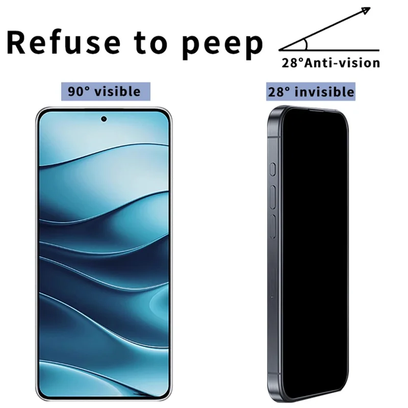 Protetor de tela para Oppo A56 5G Anti-Espião a 28 graus Filme de impressão em seda com cola total