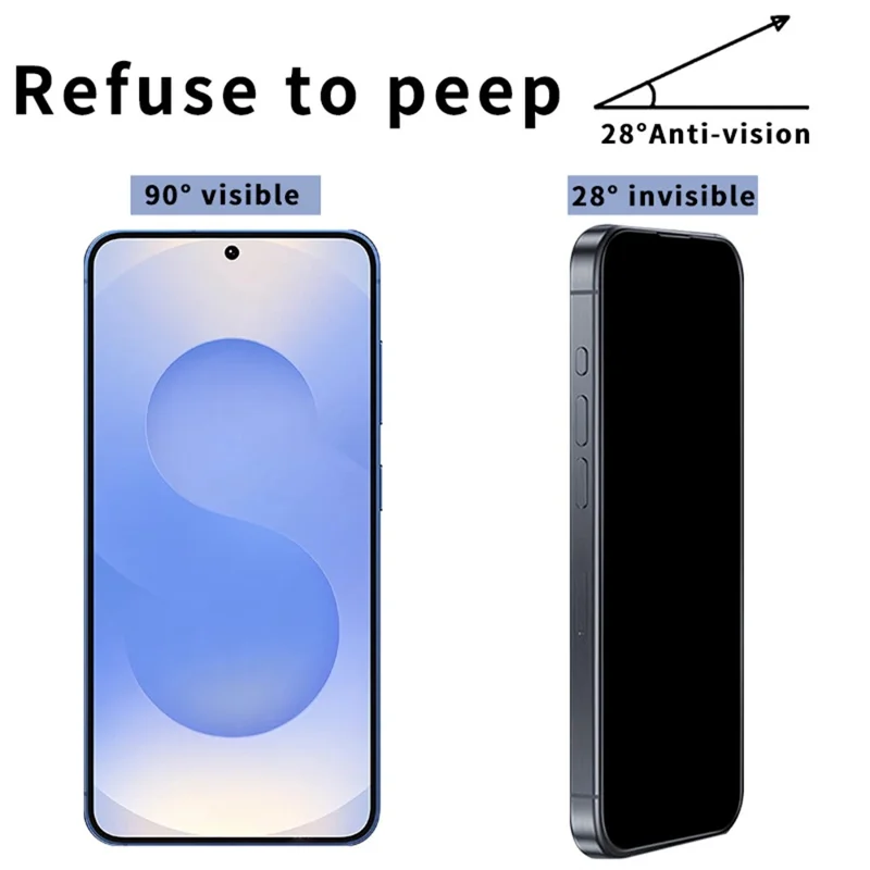 10Pcs  /  Pack For Samsung Galaxy S25+ Screen Protector 28-Degree Anti Spy 2.5D Silk Printing Film