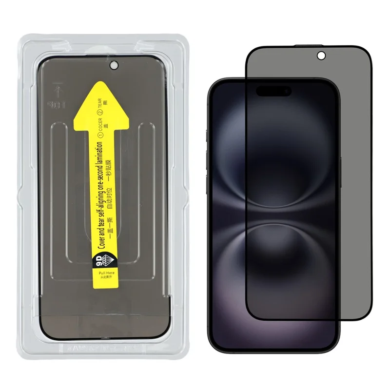 For iPhone 16 Plus For Apple iPhone 16 Anti-Spy Screen Protector Silk Print High Aluminium-silicon Glass Film with Easy Installation Tool