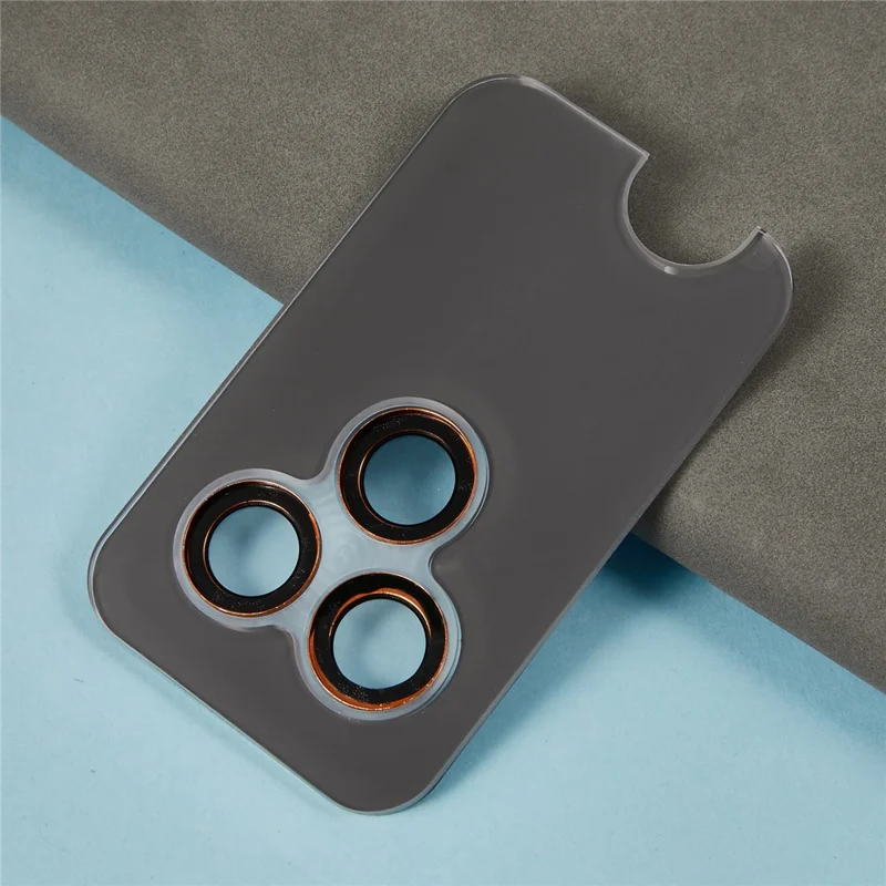 For iPhone 17 Pro Max / 17 Pro Camera Lens Protector Kevlar Textured Metal Tempered Glass Lens Film - Orange