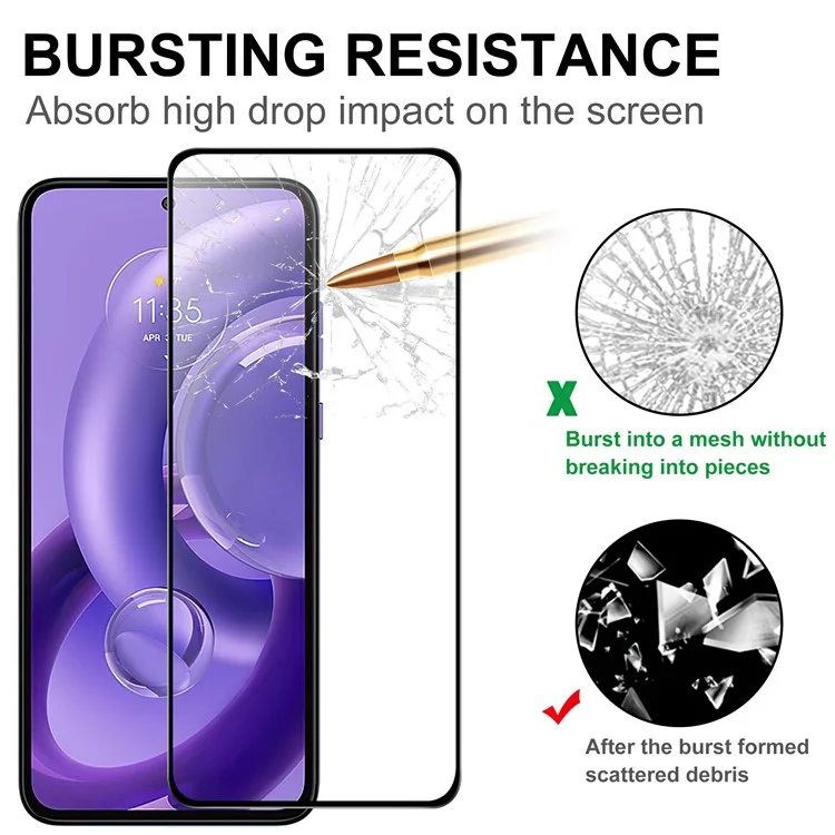 Para Motorola Edge 30 Neo 5G Full Glue Black Edge AGC Glass Screen Protector Shatter-proof 9H Hardness Tempered Glass Film