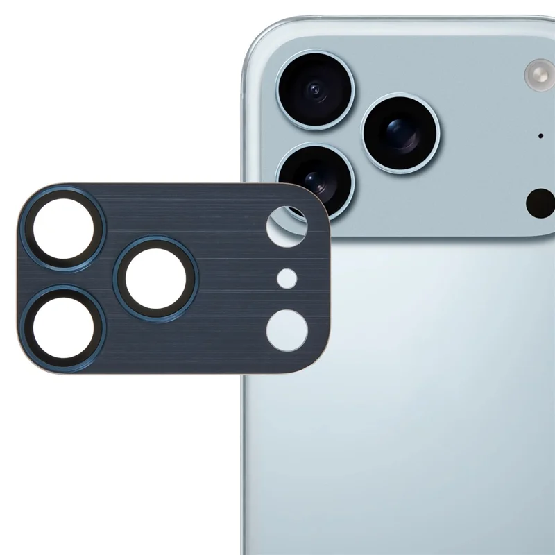 For iPhone 17 Pro Camera Lens Protector Brushed Integrated Metal Tempered Glass Lens Film - Black