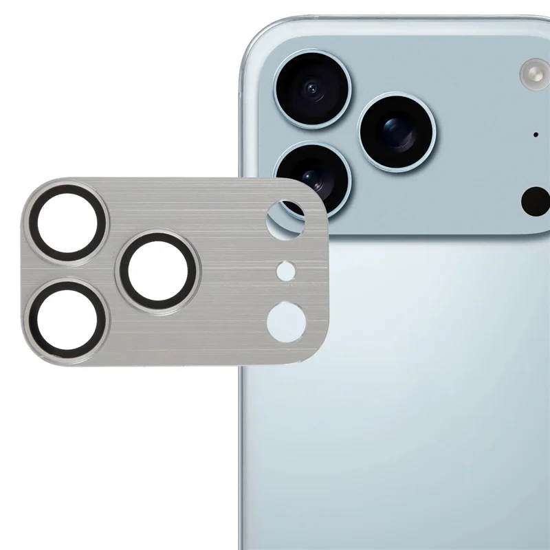 For iPhone 17 Pro Camera Lens Protector Brushed Integrated Metal Tempered Glass Lens Film - Silver