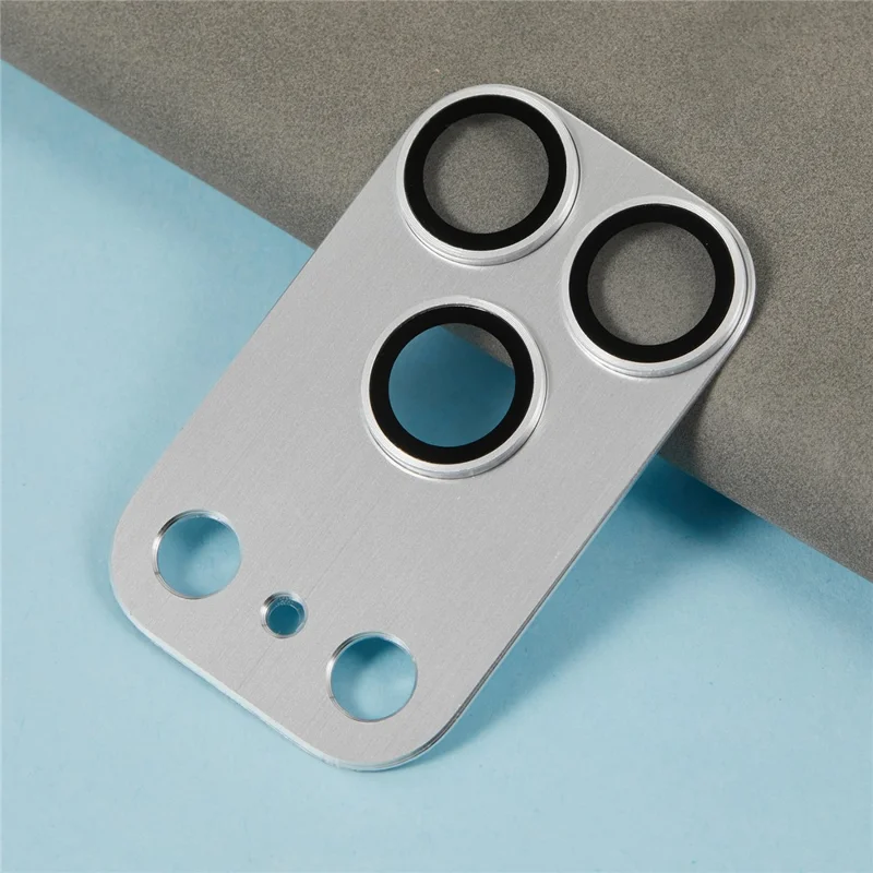For iPhone 17 Pro Camera Lens Protector Brushed Integrated Metal Tempered Glass Lens Film - Silver