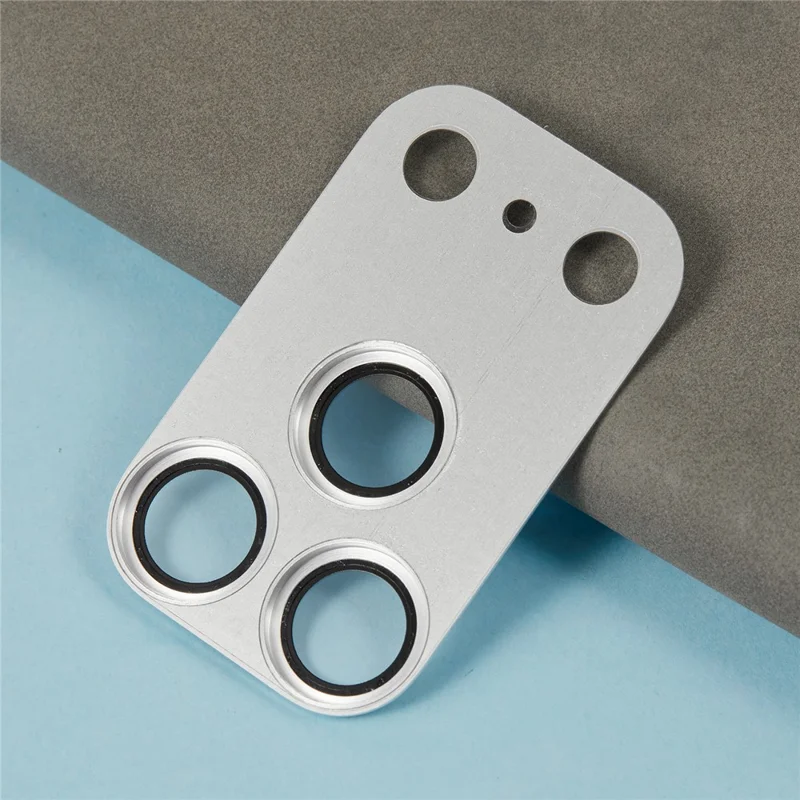 For iPhone 17 Pro Camera Lens Protector Brushed Integrated Metal Tempered Glass Lens Film - Silver