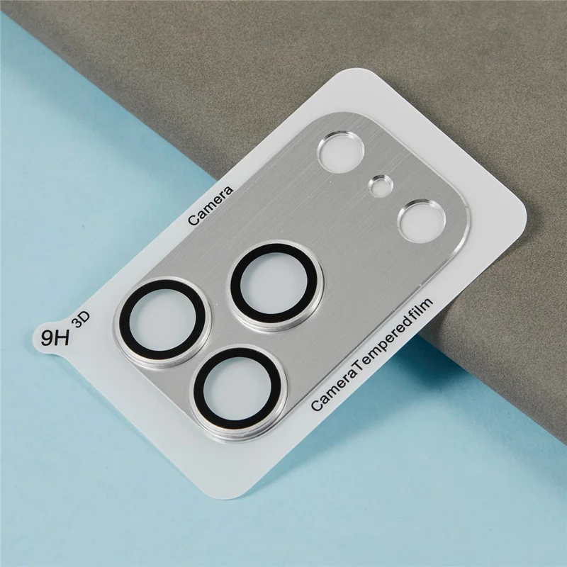 For iPhone 17 Pro Max Camera Lens Protector Brushed Integrated Metal Tempered Glass Lens Film - Silver