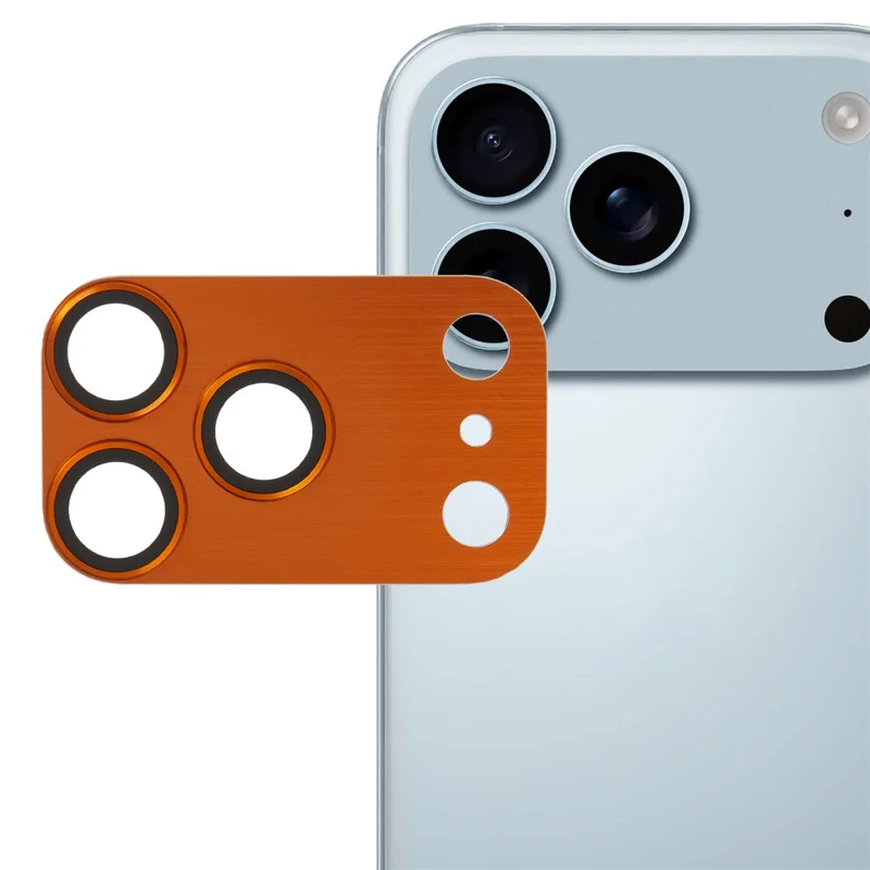 For iPhone 17 Pro Max Camera Lens Protector Brushed Integrated Metal Tempered Glass Lens Film - Orange