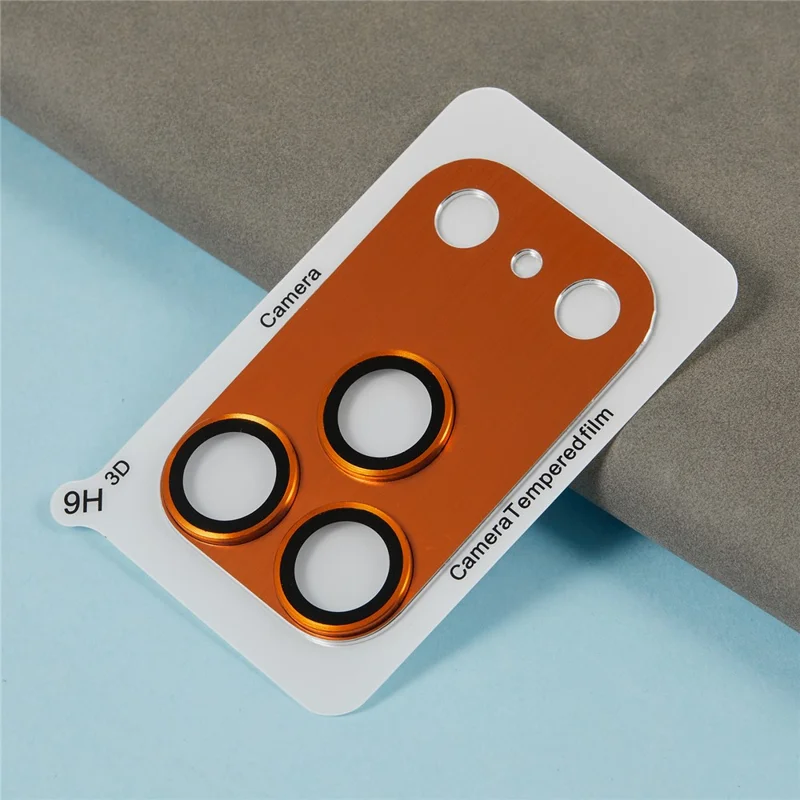 For iPhone 17 Pro Max Camera Lens Protector Brushed Integrated Metal Tempered Glass Lens Film - Orange