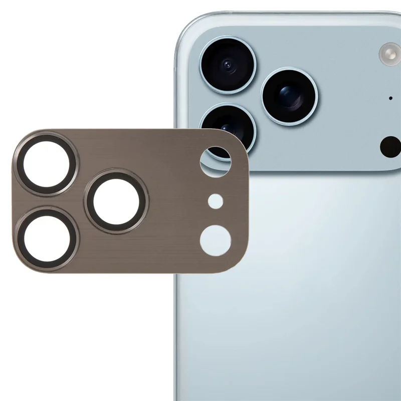 For iPhone 17 Pro Max Camera Lens Protector Brushed Integrated Metal Tempered Glass Lens Film - Grey