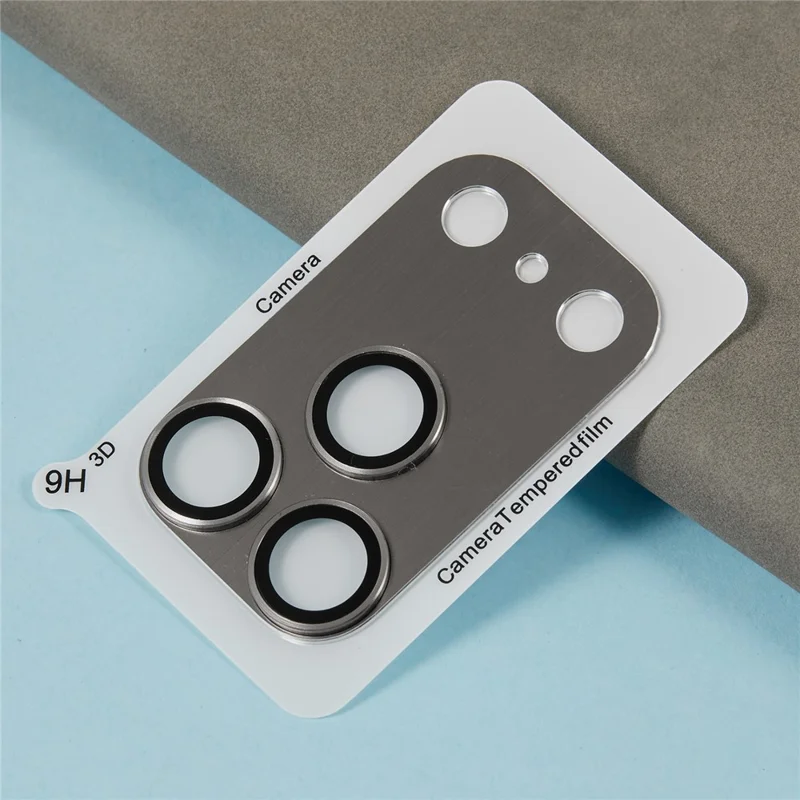 For iPhone 17 Pro Max Camera Lens Protector Brushed Integrated Metal Tempered Glass Lens Film - Grey