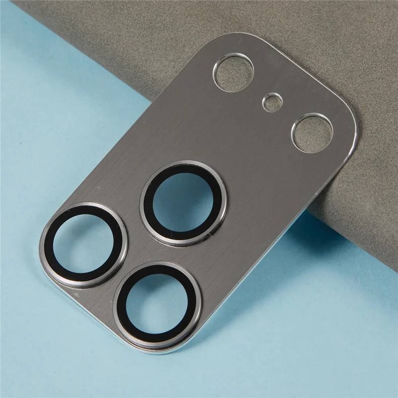 For iPhone 17 Pro Max Camera Lens Protector Brushed Integrated Metal Tempered Glass Lens Film - Grey