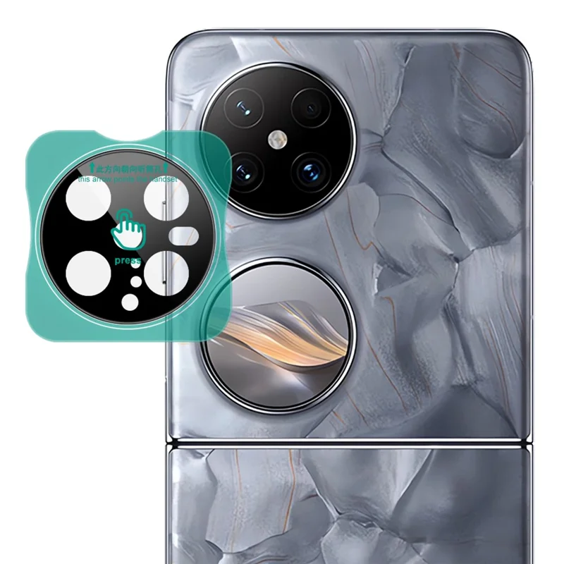 IMAK Pour Huawei Pocket 2 Protecteur de Lentille de Caméra en Verre Trempé avec Cadre Auto-Positionnable (Version Noir)